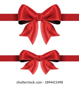 Realistic Vector Red Bow and Ribbon