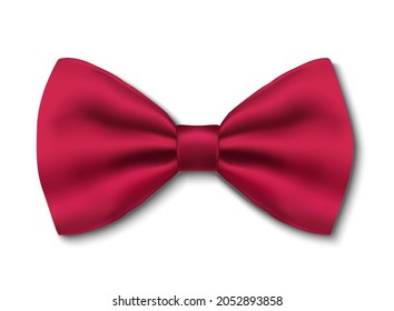 Realistic vector red bow tie. Isolated on white.