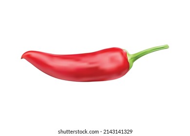 realistic vector red chilli isolated on white background, package design,banner ,printing usage