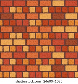 Vector realista rojo Inglés ladrillo pared patrón sin fisuras. Textura plana de pared naranja. Piedra grunge simple, fondo de ladrillo texturizado para la impresión, papel, diseño, decoración, fondo de la foto.