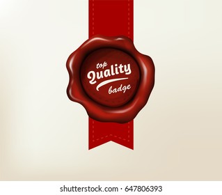 Realistic vector red wax seal. Ancient stamp on letter.