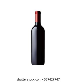 Realistic vector red whine bottle blank illustration 