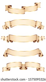 Realistic vector ribbons with a gold glossy stripe for your design project