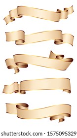 Realistic vector ribbons with a gold glossy stripe for your design project