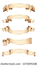 Realistic vector ribbons with a gold glossy stripe for your design project