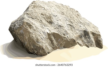 Realistic vector rock illustrations on desert sand beaches, isolated, natural landscape, stone formations, sand dunes, nature elements, outdoor scenery, beach environment