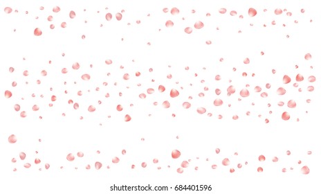 Realistic vector rose petals confetti flying. Orange rose petals falling down. Tender romantic floral decoration. 3d petal shower isolated. Wedding, valentine, birthday or natural cosmetics background