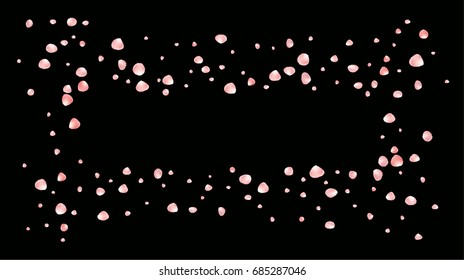 Realistic vector rose petals confetti flying. Orange rose petals falling down. Tender romantic floral decoration. 3d petal shower isolated. Wedding, valentine, birthday or natural cosmetics background