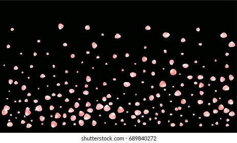 Realistic vector rose petals confetti flying. Orange rose petals falling down. Tender romantic floral decoration. 3d petal shower isolated. Wedding, valentine, birthday or natural cosmetics background