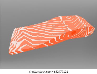 Realistic vector salmon steak. Template vector illustration isolated on dark background. High quality kitchen cook barbecue taste river Norway fish cut off grill picnic sea seafood image wallpaper 
