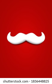 Realistic vector Santa Claus mustache isolated on red background. 