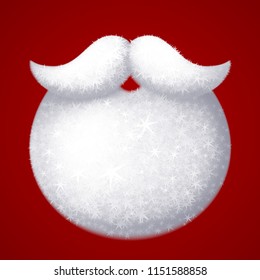 Realistic Vector Santa Claus White Beard Isolated On Red Background. Eps10. RGB Global Colors