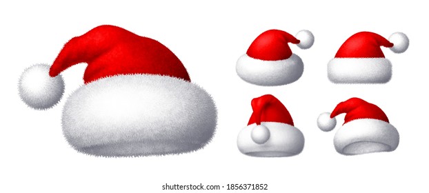 Vector realista Santa hat aislado en fondo blanco. Eps8. RGB Colores globales