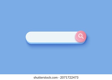Realistic vector search bar on blue background. Search form template for website and UI design. Web search button concept