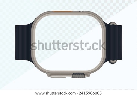 Realistic vector set of Apple Watch Ultra. High quality vector illustration isolated on transparent background. Vector illustration