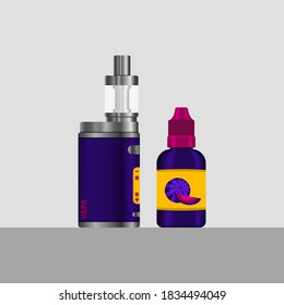 Realistic vector set of electronic cigarettes and e-liquid for vaping. vector illustration.