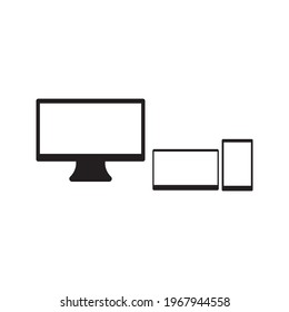 Conjunto vectorial realista de tablet, teléfono y computadora con pantallas blancas vacías