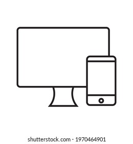 Realistic vector set of tablet, phone and computer with empty white screens