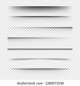 Realistic vector shadows. Page separator. Shadow set.