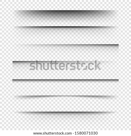 Realistic vector shadows. Page separator. Shadow set.