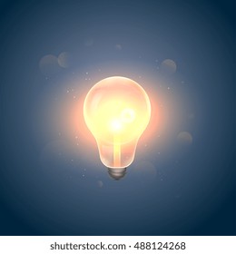 realistic vector shine lamp. light bulb. symbol of idea.