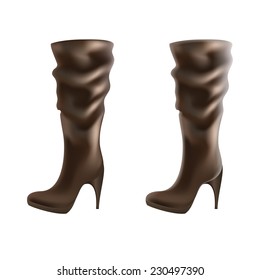 realistic vector shiny high boots women brown