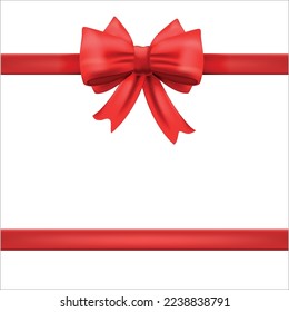 Realistic Vector shiny Red color  ribbon on white background