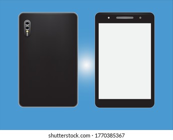 Teléfonos inteligentes vectoriales realistas con cámara de fondo blanco