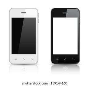 realistic vector smart phones isolated on white background