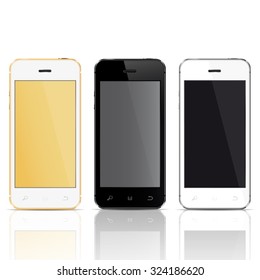 Realistic vector smart phones isolated on white background