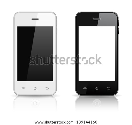 realistic vector smart phones isolated on white background