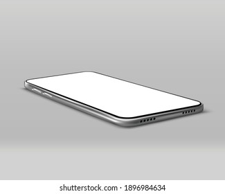 Realistic Vector Smartphone. Smartphone Frame With Blank Display Isolated, Phone Angle View. Vector Mobile Device Concept.