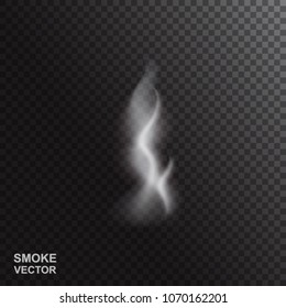 Realistic Vector Smoke Isolated on Dark Background. Transparent Steam Waves for Hot Food and Drink. Fog or Mist Effect