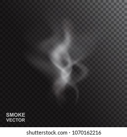 Realistic Vector Smoke Isolated On Dark Background. Transparent Steam Waves For Hot Food And Drink. Fog Or Mist Effect