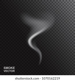 Realistic Vector Smoke Isolated on Dark Background. Transparent Steam Waves for Hot Food and Drink. Fog or Mist Effect