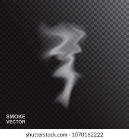 Realistic Vector Smoke Isolated on Dark Background. Transparent Steam Waves for Hot Food and Drink. Fog or Mist Effect