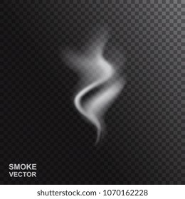Realistic Vector Smoke Isolated on Dark Background. Transparent Steam Waves for Hot Food and Drink. Fog or Mist Effect
