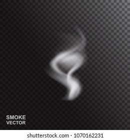 Realistic Vector Smoke Isolated on Dark Background. Transparent Steam Waves for Hot Food and Drink. Fog or Mist Effect