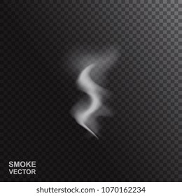 Realistic Vector Smoke Isolated on Dark Background. Transparent Steam Waves for Hot Food and Drink. Fog or Mist Effect