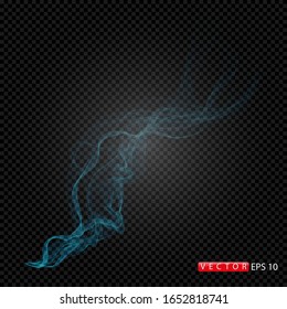 Realistic Vector Smoke Isolated on Dark Background. Transparent Steam Waves for Hot Food and Drink. Fog or Mist Effect. EPS 10.