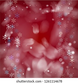 Realistic Vector Snowfall on Blue. Holidays Background, Christmas, New Year Flyer. Realistic Snowfall Pattern, Falling Snowflakes Overlay. Random Dots, Storm Sky, Frost Effect Magic Ice Square Frame.