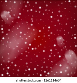 Realistic Vector Snowfall on Blue. Holidays Background, Christmas, New Year Flyer. Realistic Vector Snowfall, Flying, Falling Snowflakes. Random Dots, Storm Sky, Frost Effect Magic Ice Square Frame.