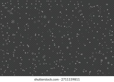 Realistic Vector Snowfall Overlay with Transparent Background for Winter Design