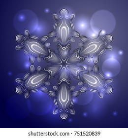 Realistic vector snowflake for Christmas design.