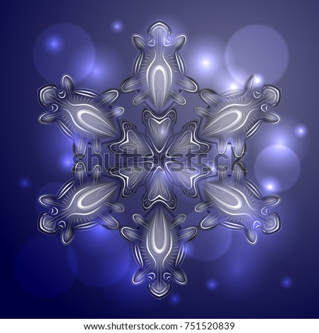 Realistic vector snowflake for Christmas design.
