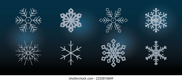 Decoración de copos de nieve vectoriales realistas para proyectos de diseño