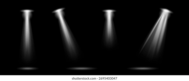 Realistic Vector Spotlight Beam on Dark Background