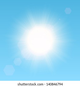 Realistic vector sun in the sky. EPS10 image.