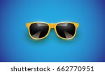 Realistic vector sunglasses on a blue background, vector illustration