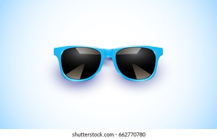 Realistic vector sunglasses on a green background, vector illustration